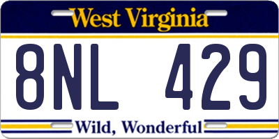 WV license plate 8NL429