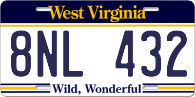 WV license plate 8NL432