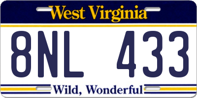 WV license plate 8NL433