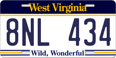 WV license plate 8NL434