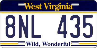 WV license plate 8NL435