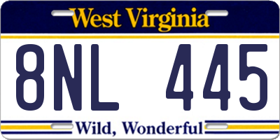 WV license plate 8NL445