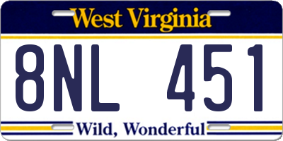 WV license plate 8NL451