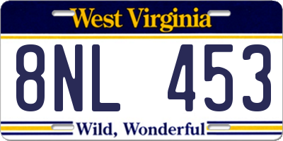 WV license plate 8NL453