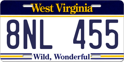 WV license plate 8NL455
