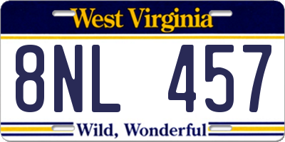 WV license plate 8NL457