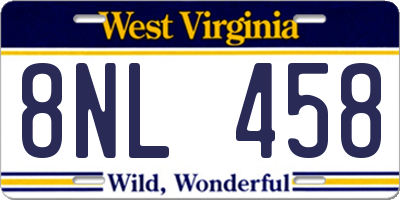 WV license plate 8NL458