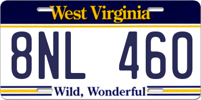 WV license plate 8NL460