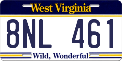 WV license plate 8NL461
