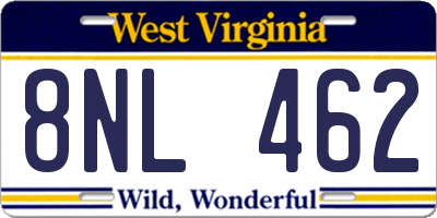 WV license plate 8NL462