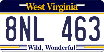 WV license plate 8NL463
