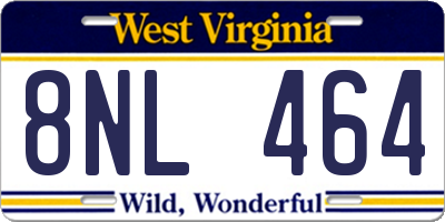 WV license plate 8NL464