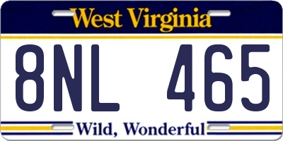 WV license plate 8NL465