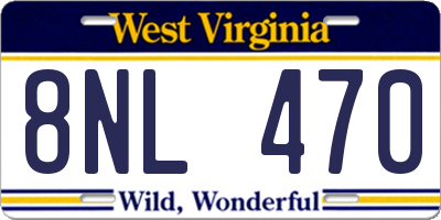 WV license plate 8NL470