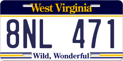 WV license plate 8NL471