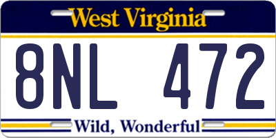 WV license plate 8NL472