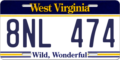 WV license plate 8NL474