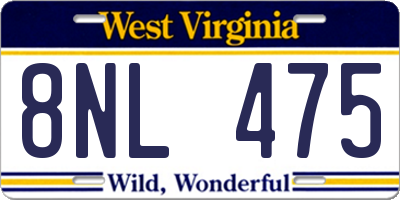 WV license plate 8NL475