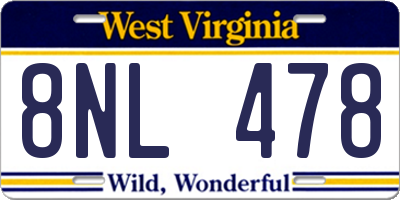 WV license plate 8NL478