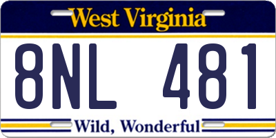 WV license plate 8NL481