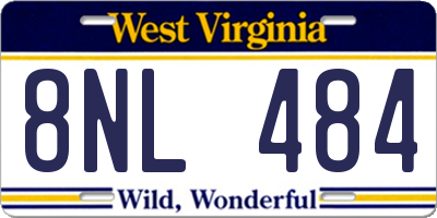 WV license plate 8NL484