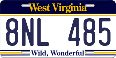 WV license plate 8NL485
