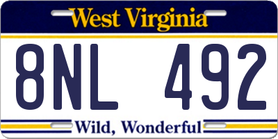 WV license plate 8NL492