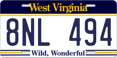 WV license plate 8NL494