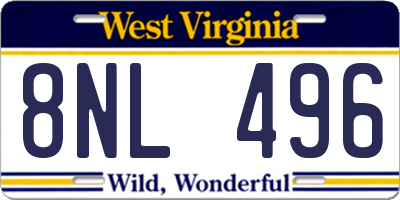 WV license plate 8NL496