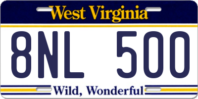WV license plate 8NL500