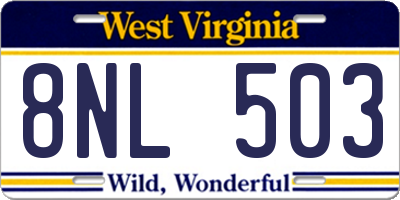 WV license plate 8NL503
