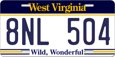 WV license plate 8NL504