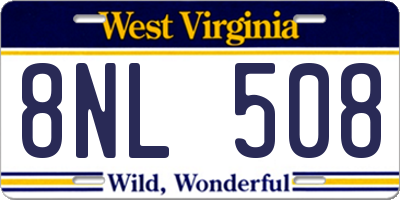 WV license plate 8NL508