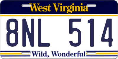 WV license plate 8NL514