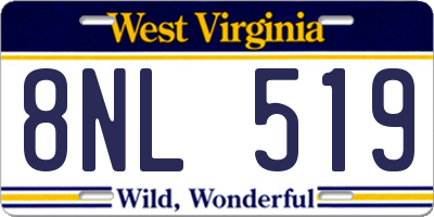 WV license plate 8NL519