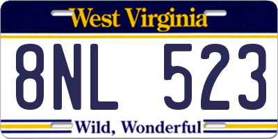 WV license plate 8NL523