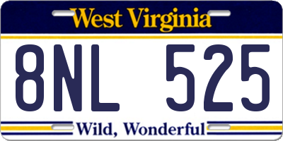 WV license plate 8NL525