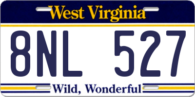 WV license plate 8NL527