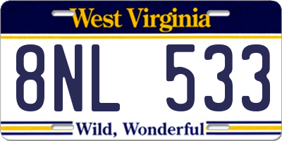 WV license plate 8NL533