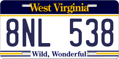 WV license plate 8NL538