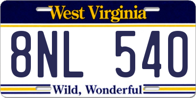 WV license plate 8NL540