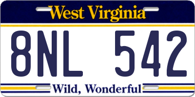 WV license plate 8NL542