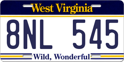 WV license plate 8NL545