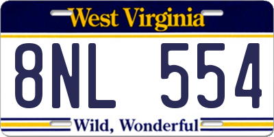 WV license plate 8NL554