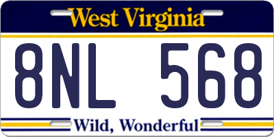 WV license plate 8NL568