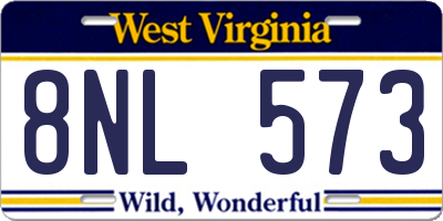 WV license plate 8NL573