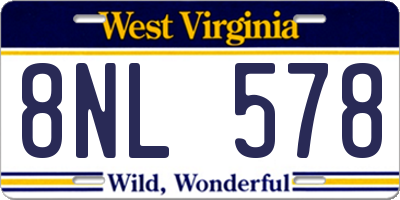WV license plate 8NL578