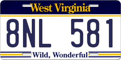 WV license plate 8NL581