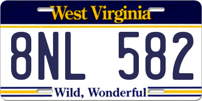 WV license plate 8NL582