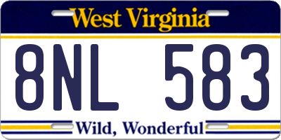 WV license plate 8NL583